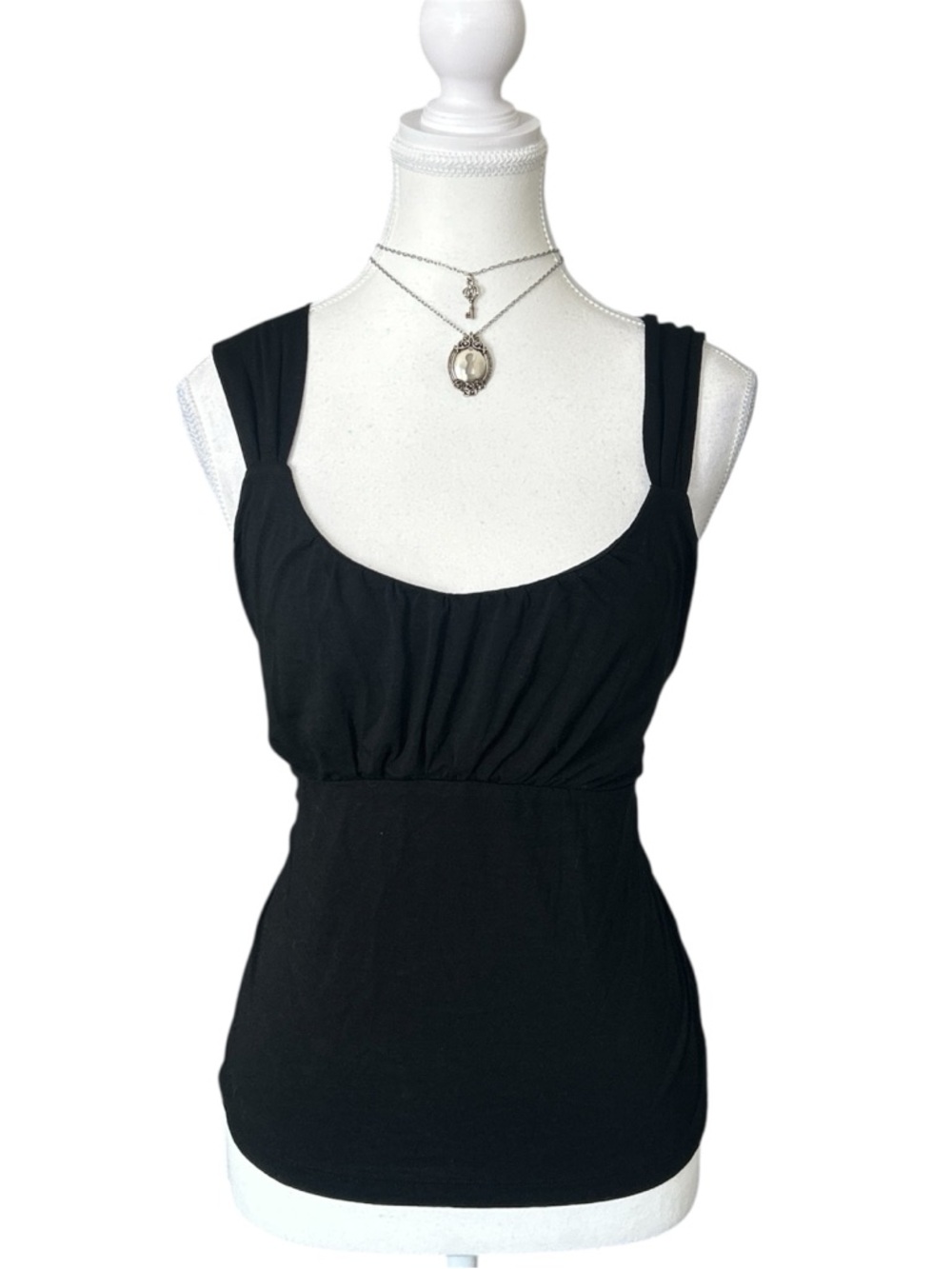 Y2K “White House Black Market” Plain Black Babydoll Style Tank Top